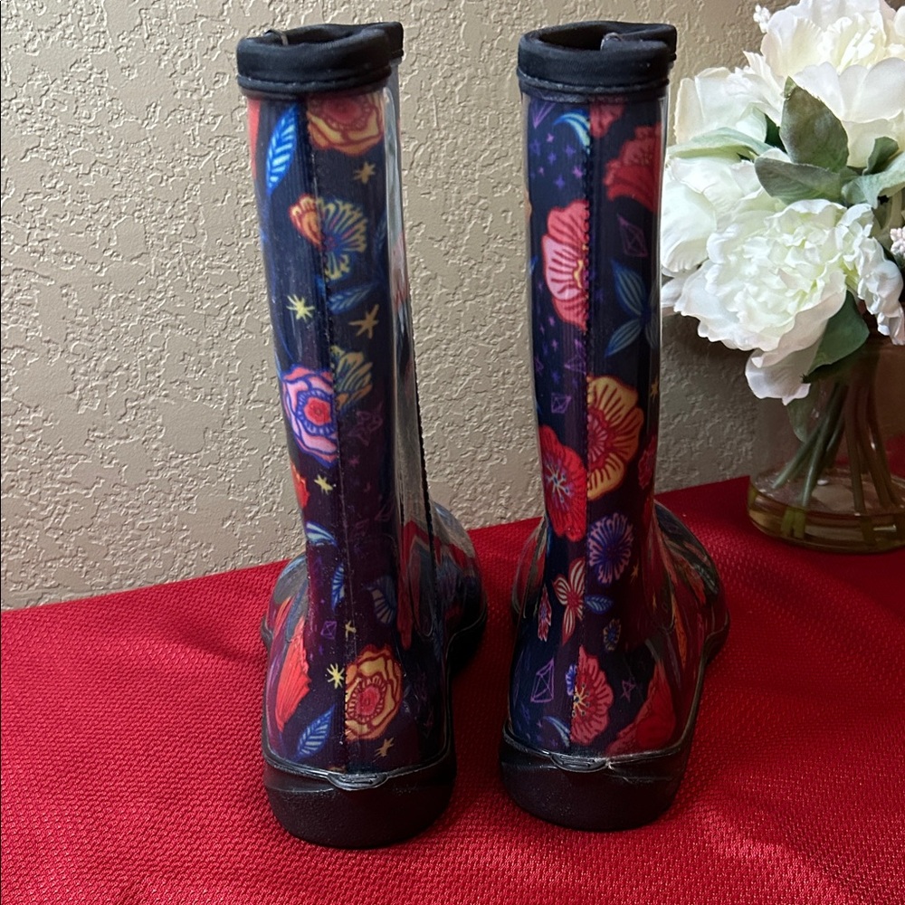 Sloggers Women's Floral Blue Rain Boots Size 9 sku#139 - Picture 6 of 16